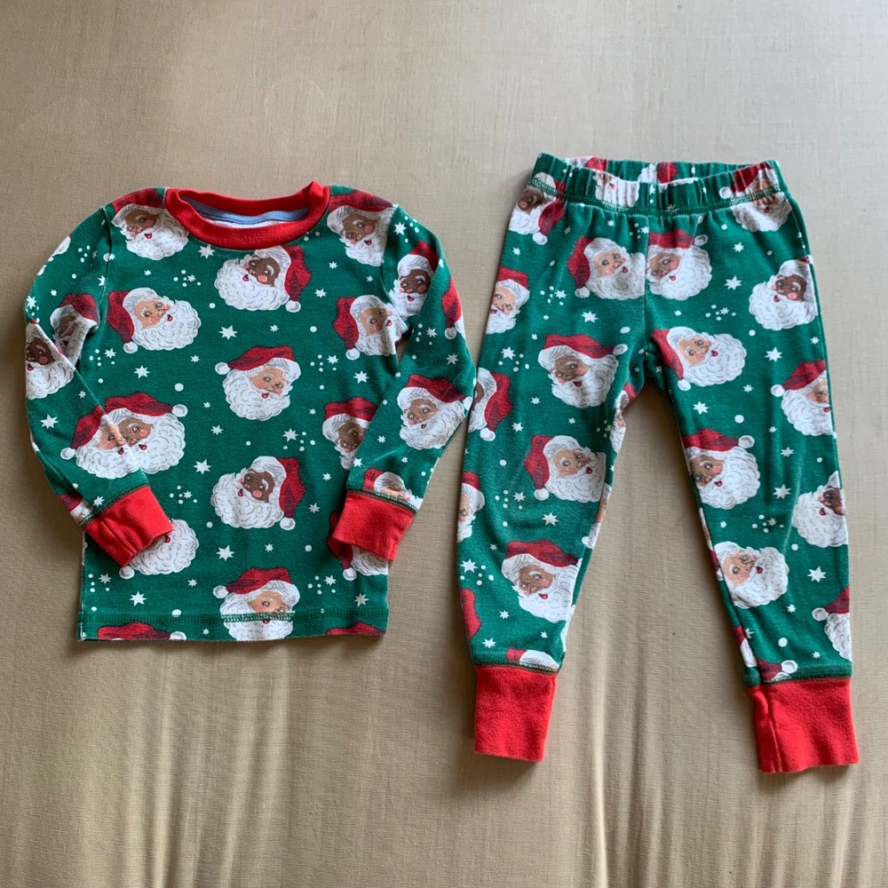 Mini Boden Kids 3Y Santa Claus Cotton Pajama 2 Piece Set Holiday PJs Boy Girl